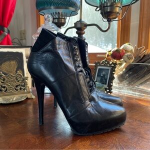 Barbara Bui Genuine Leather Black Lace Up Ankle Boots